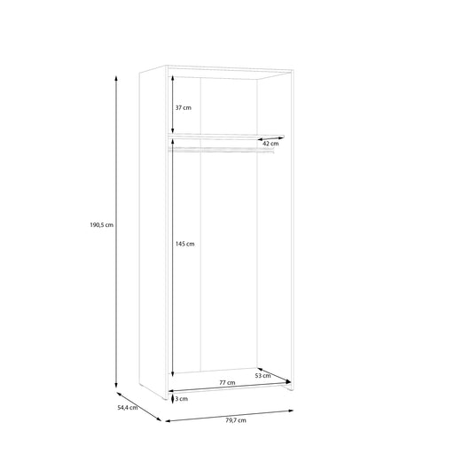 Dulap 2 Usi Ecobest  Alb, 79.7 x 190.5 Cm