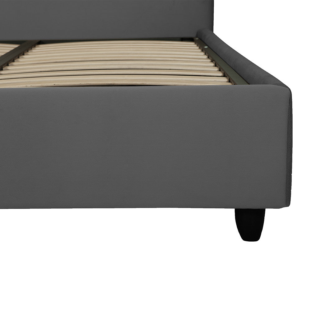 Pat Tapitat Topazio, Dimensiune Saltea 180 x 200 Cm, Cu Somiera Rabatabila, Gri