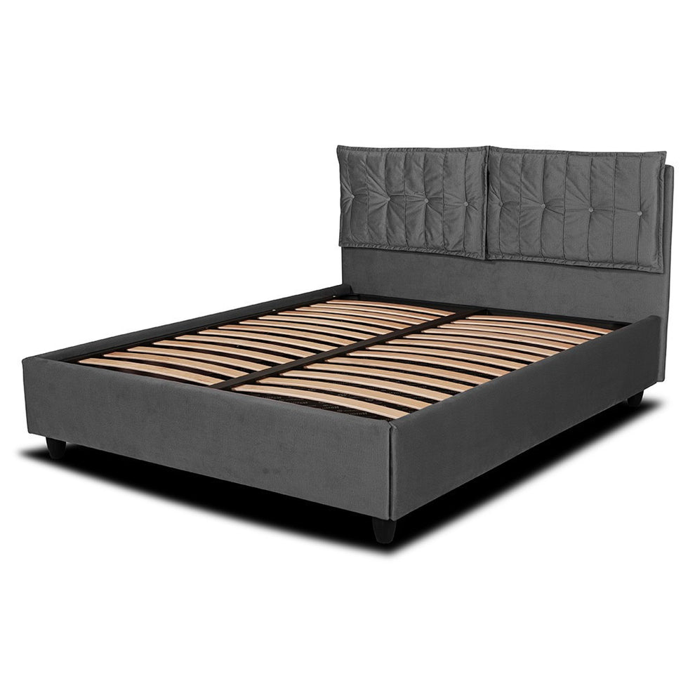 Pat Tapitat Milano, Dimensiune Saltea 120 x 200 Cm, Cu Somiera Rabatabila, Gri