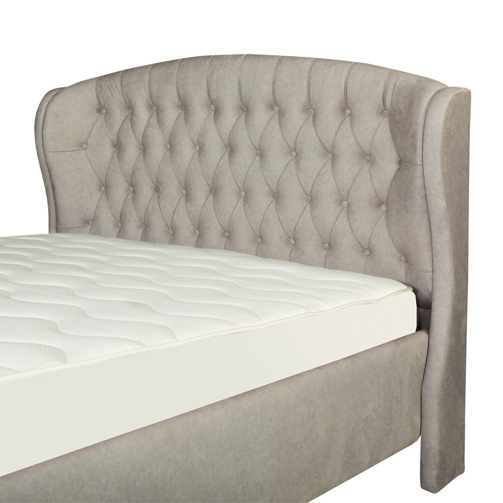 Pat Tapitat Verona, Dimensiune Saltea 140 x 200 Cm, Cu Somiera Rabatabila, Gri