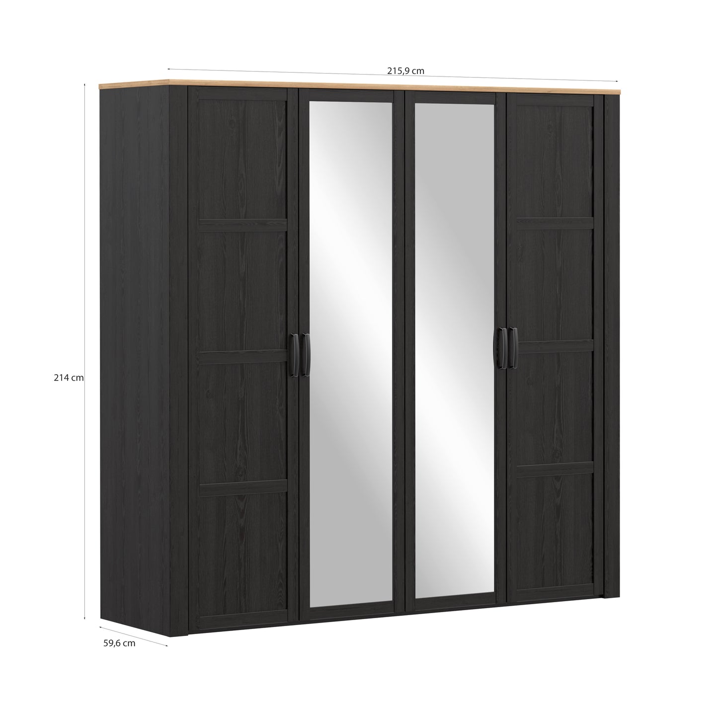 Dulap 4 Usi  Blackhit, Stejar Riviera Si Stejar Cabezone, 215,9 Cm