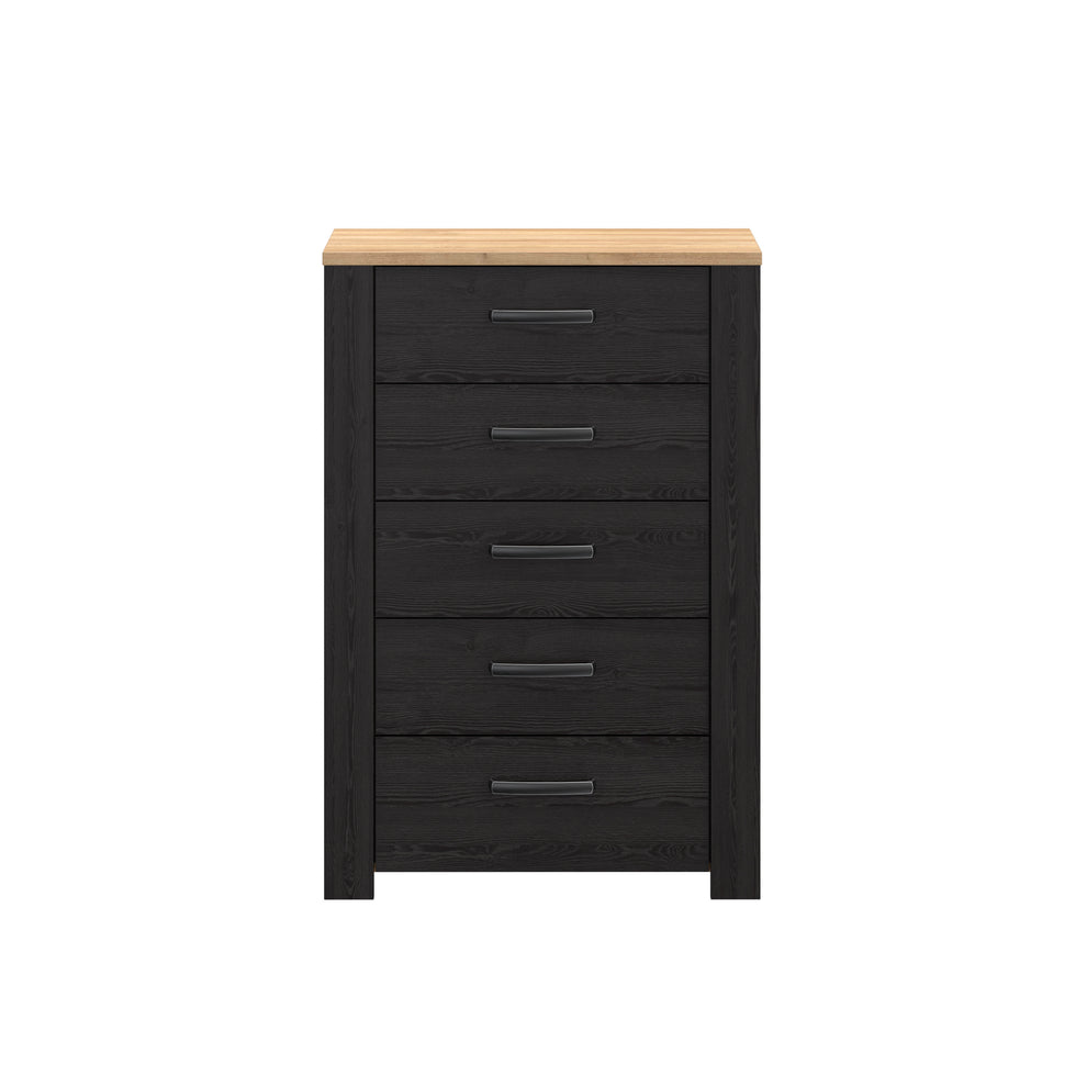 Comoda 5 Sertare  Blackhit, Stejar Riviera Si Stejar Cabezone, 71.7  Cm