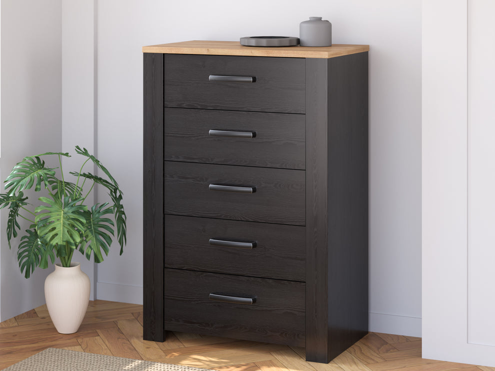 Comoda 5 Sertare  Blackhit, Stejar Riviera Si Stejar Cabezone, 71.7  Cm