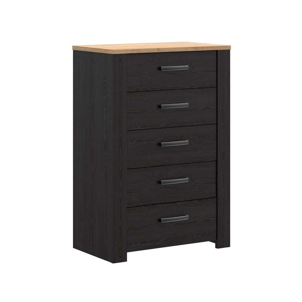 Comoda 5 Sertare  Blackhit, Stejar Riviera Si Stejar Cabezone, 71.7  Cm