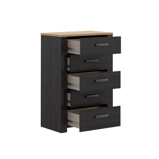 Comoda 5 Sertare  Blackhit, Stejar Riviera Si Stejar Cabezone, 71.7  Cm