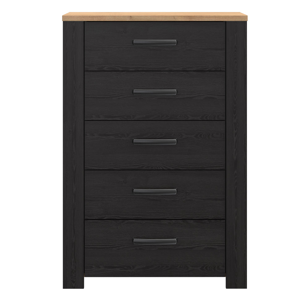 Comoda 5 Sertare  Blackhit, Stejar Riviera Si Stejar Cabezone, 71.7  Cm