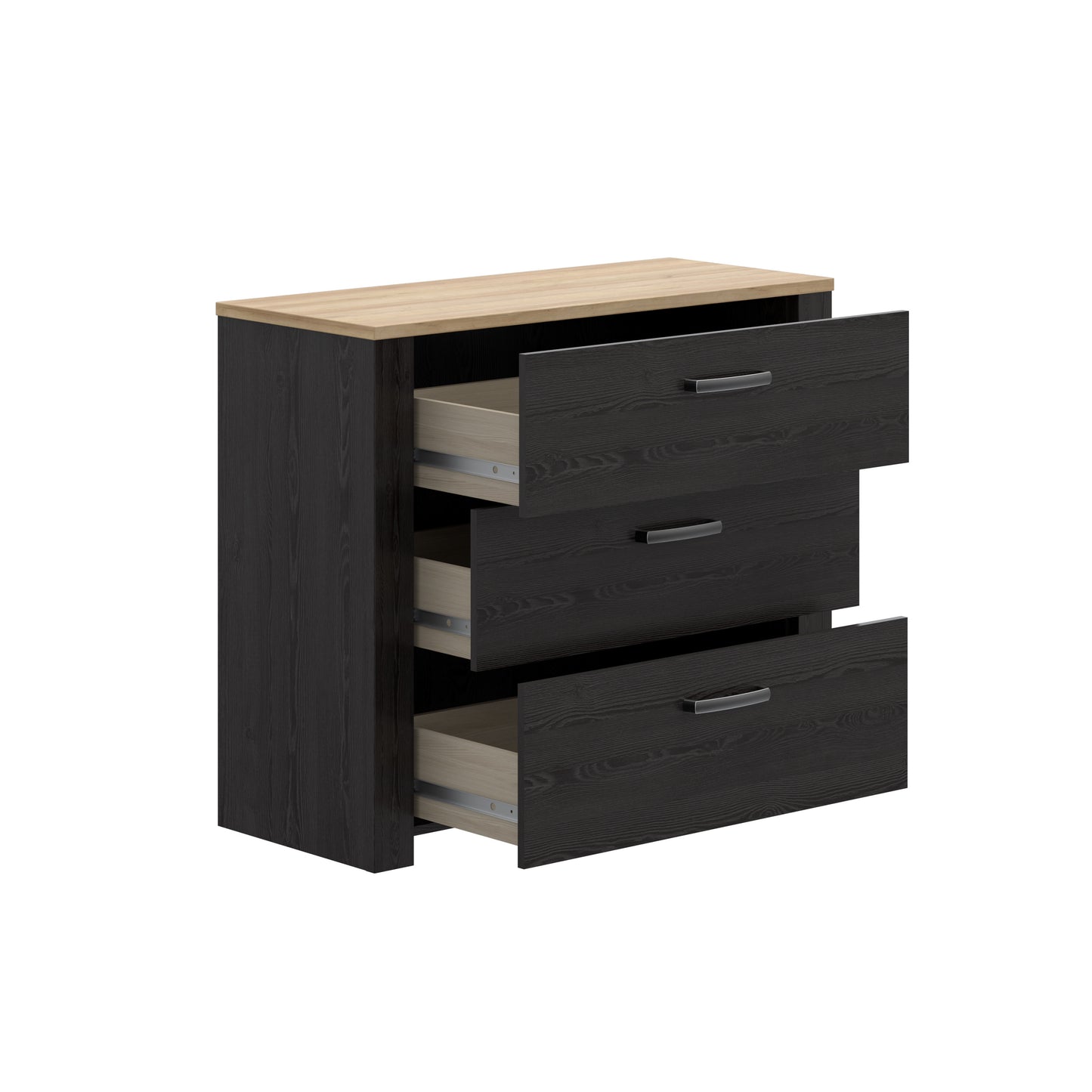 Comoda 4 Sertare Blackhit, Stejar Riviera Si Stejar Cabezone, 101,4  Cm
