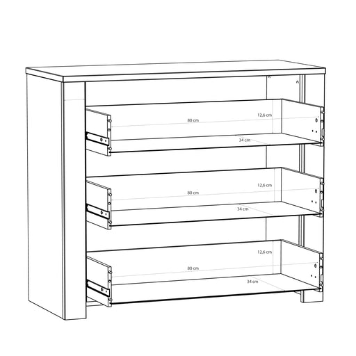 Comoda 4 Sertare Blackhit, Stejar Riviera Si Stejar Cabezone, 101,4  Cm