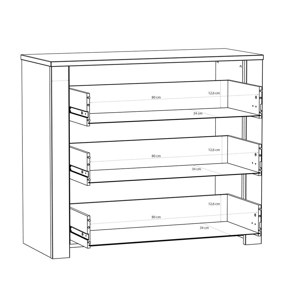 Comoda 4 Sertare Blackhit, Stejar Riviera Si Stejar Cabezone, 101,4  Cm