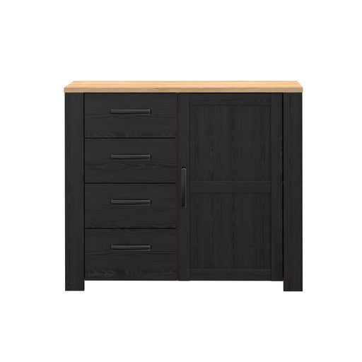 Comoda Cu 4 Sertare Si 1Usa Blackhit, Stejar Riviera Si Stejar Cabezone, 101.4 Cm