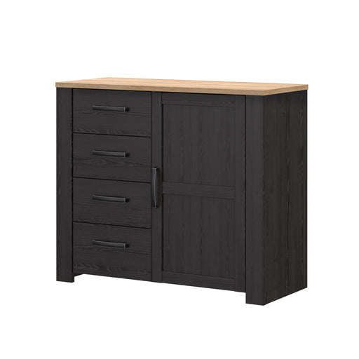 Comoda Cu 4 Sertare Si 1Usa Blackhit, Stejar Riviera Si Stejar Cabezone, 101.4 Cm