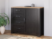 Comoda Cu 4 Sertare Si 1Usa Blackhit, Stejar Riviera Si Stejar Cabezone, 101.4 Cm