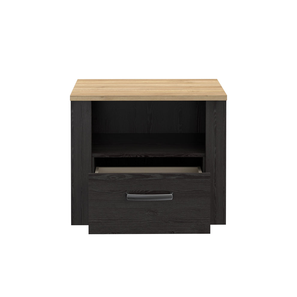 Noptiera Cu 1 Sertar Blackhit, Stejar Riviera Si Stejar Cabezone, 61.6  Cm