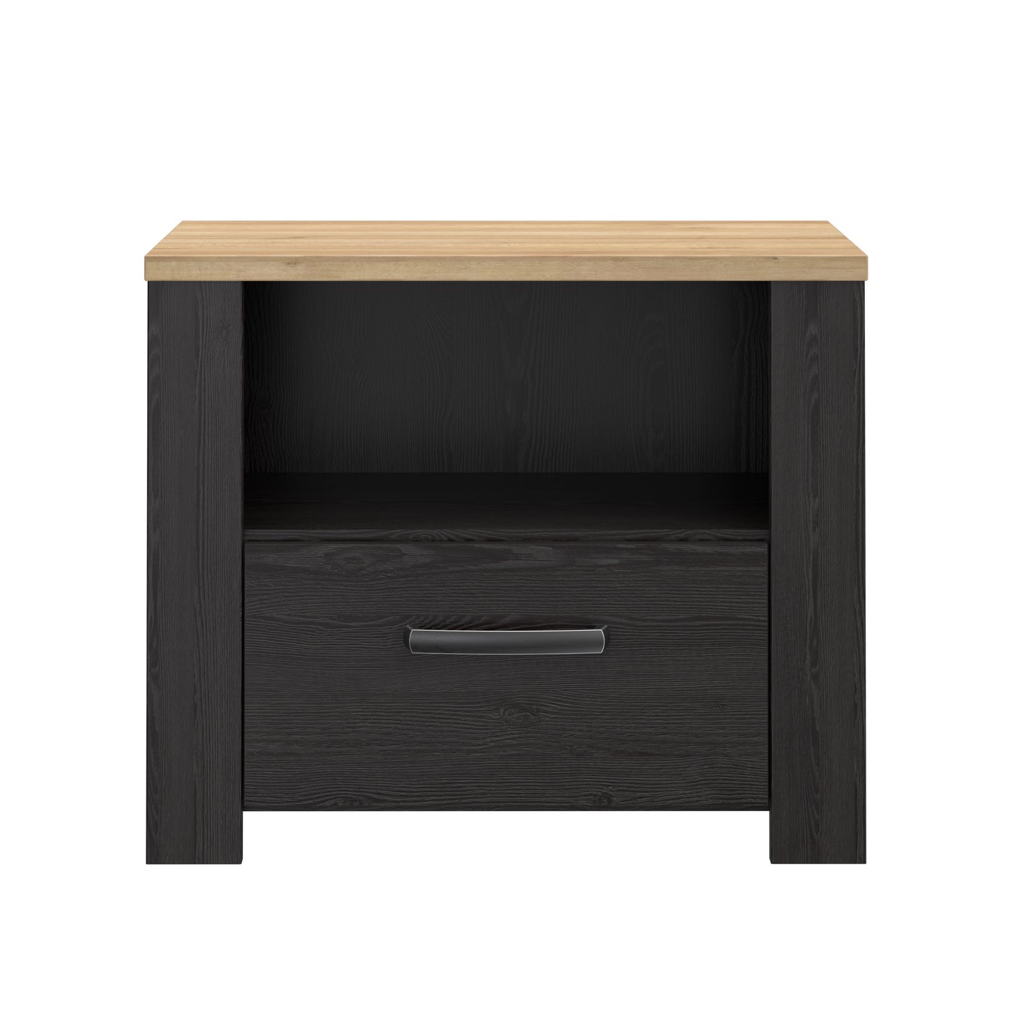 Noptiera Cu 1 Sertar Blackhit, Stejar Riviera Si Stejar Cabezone, 61.6  Cm