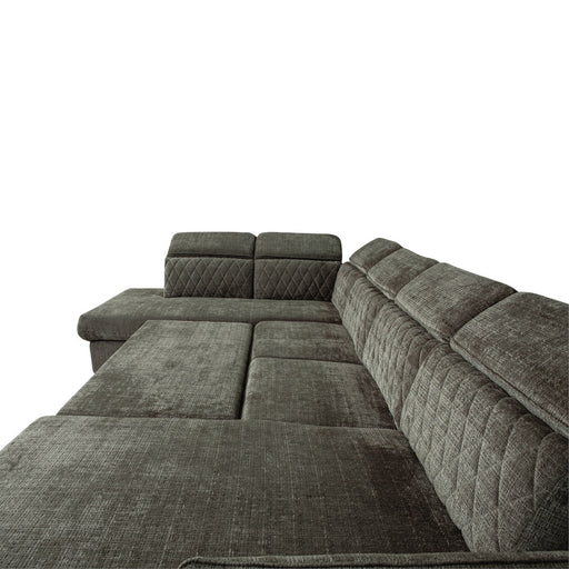 Coltar U Extensibil Tiago, Stanga, 6 Locuri, Tetiere Reglabile, Maro Cremona, 330 Cm