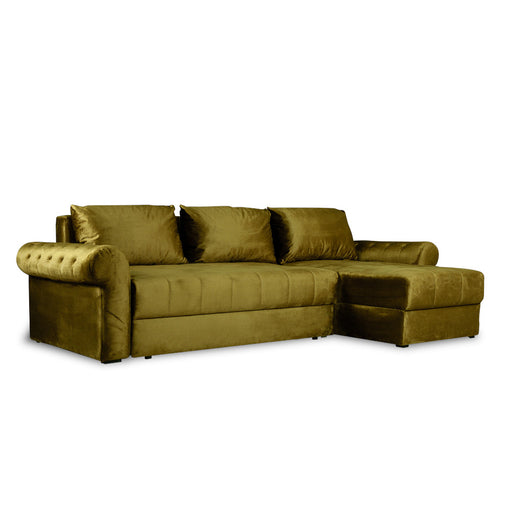 Coltar Extensibil Dreapta Trendy, 5 Locuri, Lada Depozitare, Verde, 275 Cm