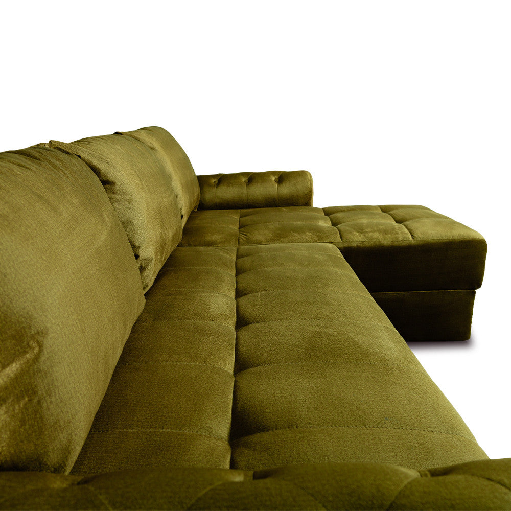 Coltar Extensibil Dreapta Trendy, 5 Locuri, Lada Depozitare, Verde, 275 Cm