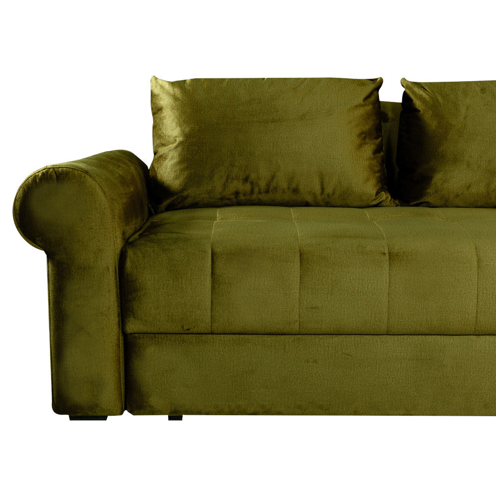 Coltar Extensibil Dreapta Trendy, 5 Locuri, Lada Depozitare, Verde, 275 Cm