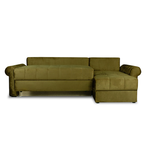 Coltar Extensibil Dreapta Trendy, 5 Locuri, Lada Depozitare, Verde, 275 Cm