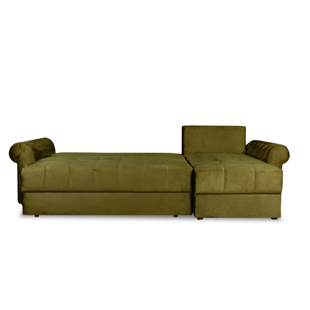 Coltar Extensibil Dreapta Trendy, 5 Locuri, Lada Depozitare, Verde, 275 Cm