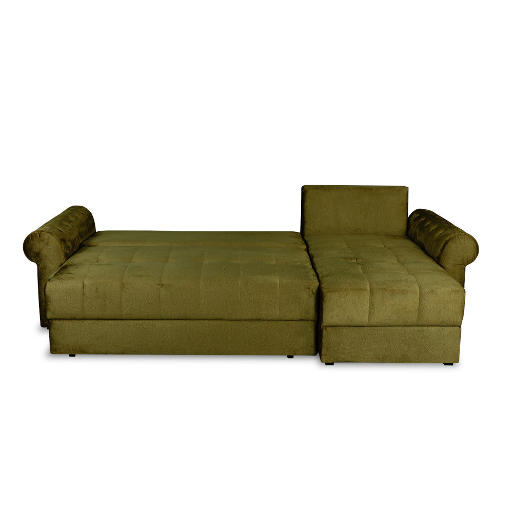 Coltar Extensibil Dreapta Trendy, 5 Locuri, Lada Depozitare, Verde, 275 Cm