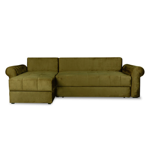 Coltar Extensibil Stanga Trendy, 5 Locuri, Lada Depozitare, Verde, 275 Cm