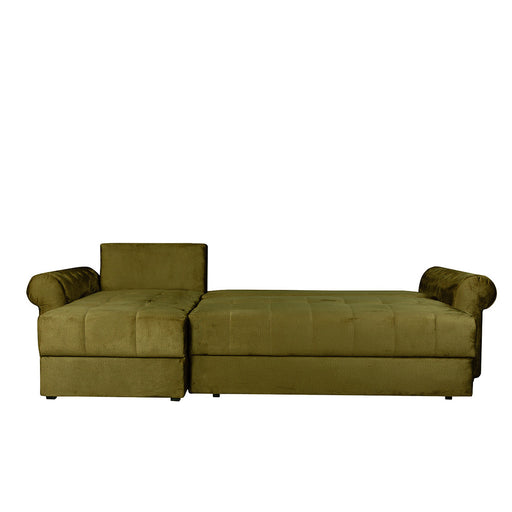 Coltar Extensibil Stanga Trendy, 5 Locuri, Lada Depozitare, Verde, 275 Cm
