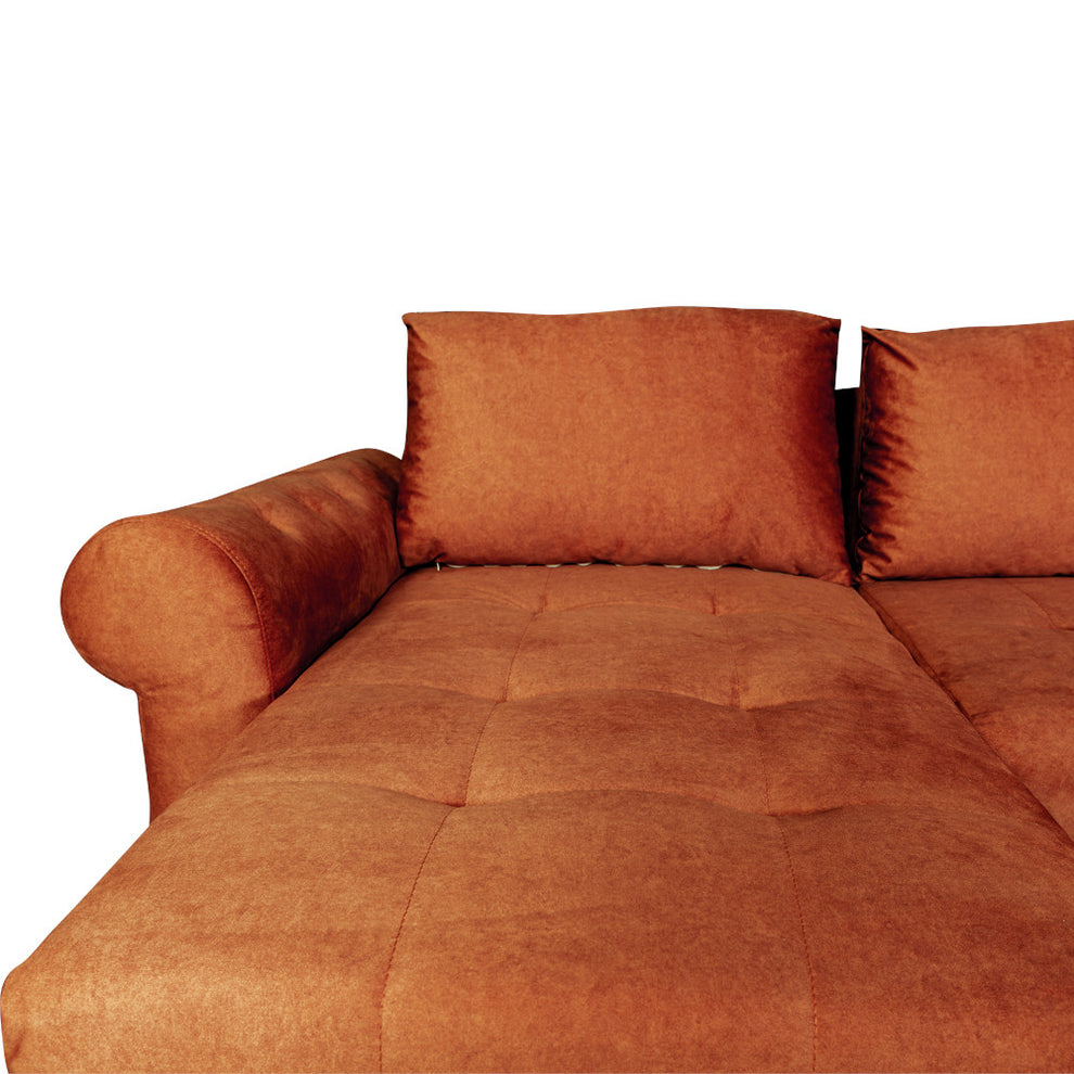 Coltar Extensibil Stanga Trendy, 5 Locuri, Lada Depozitare, Terracotta, 275 Cm