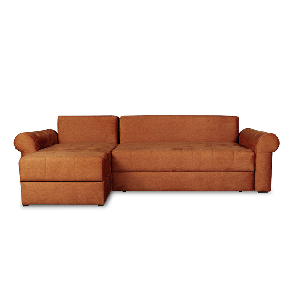 Coltar Extensibil Stanga Trendy, 5 Locuri, Lada Depozitare, Terracotta, 275 Cm