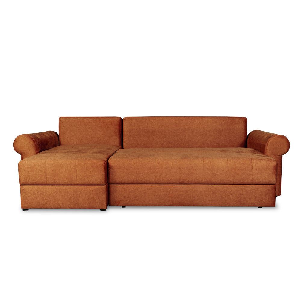 Coltar Extensibil Stanga Trendy, 5 Locuri, Lada Depozitare, Terracotta, 275 Cm