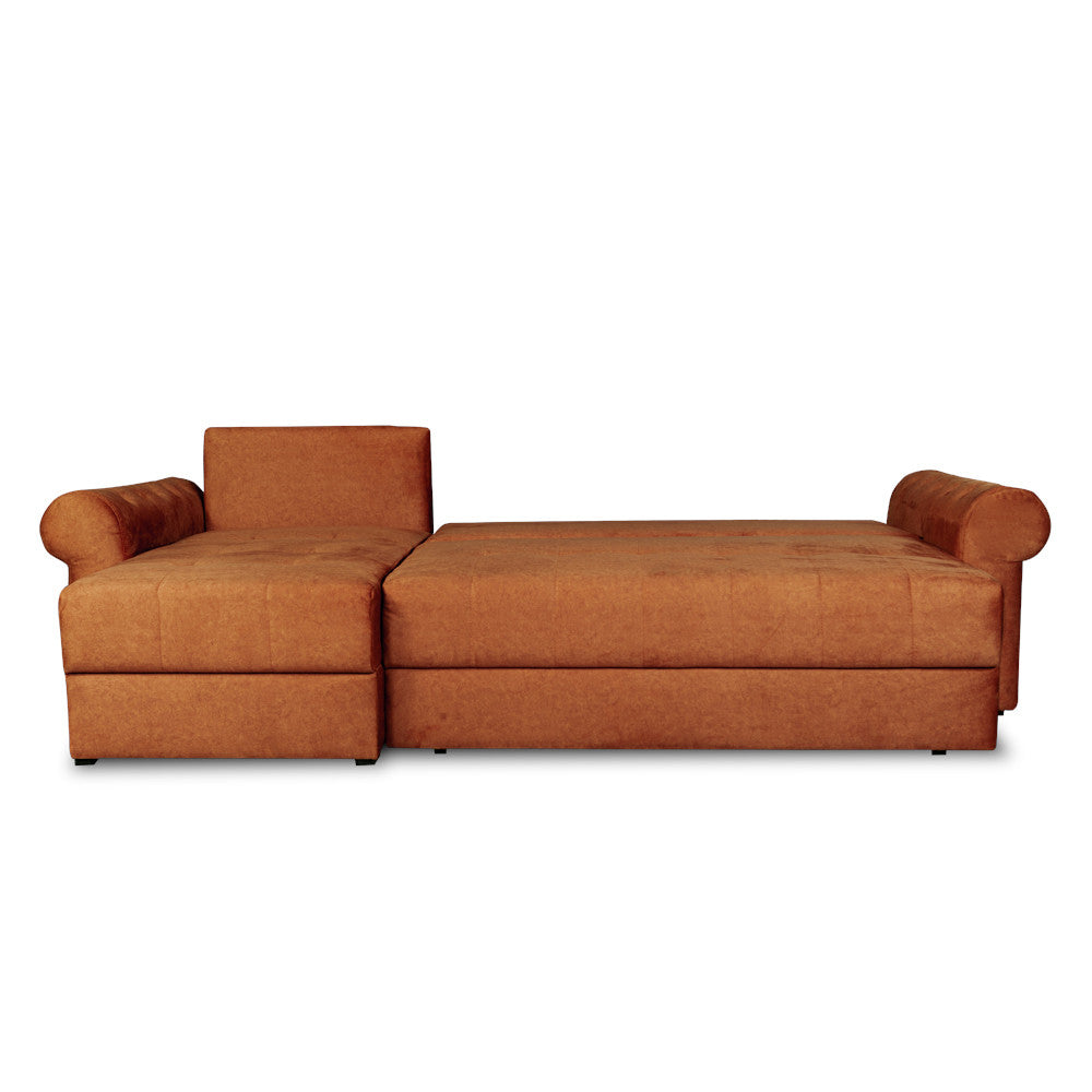 Coltar Extensibil Stanga Trendy, 5 Locuri, Lada Depozitare, Terracotta, 275 Cm