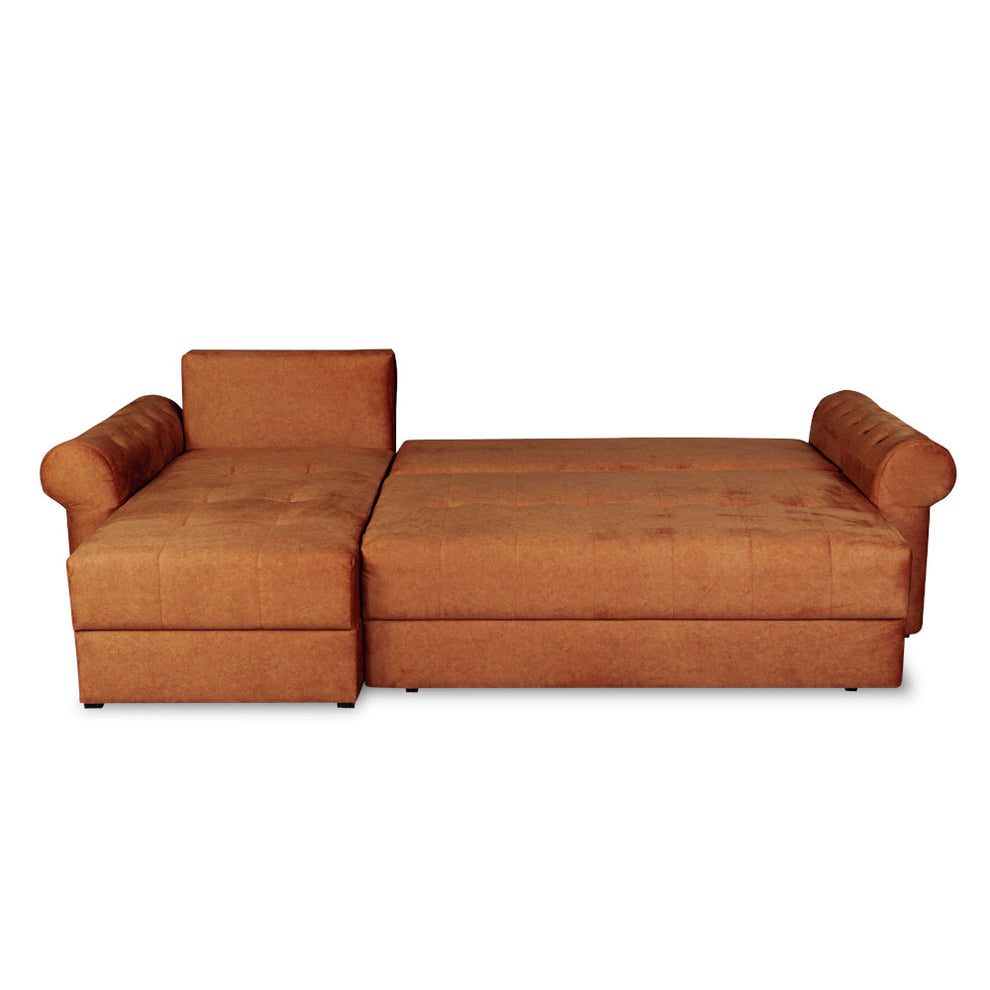 Coltar Extensibil Stanga Trendy, 5 Locuri, Lada Depozitare, Terracotta, 275 Cm