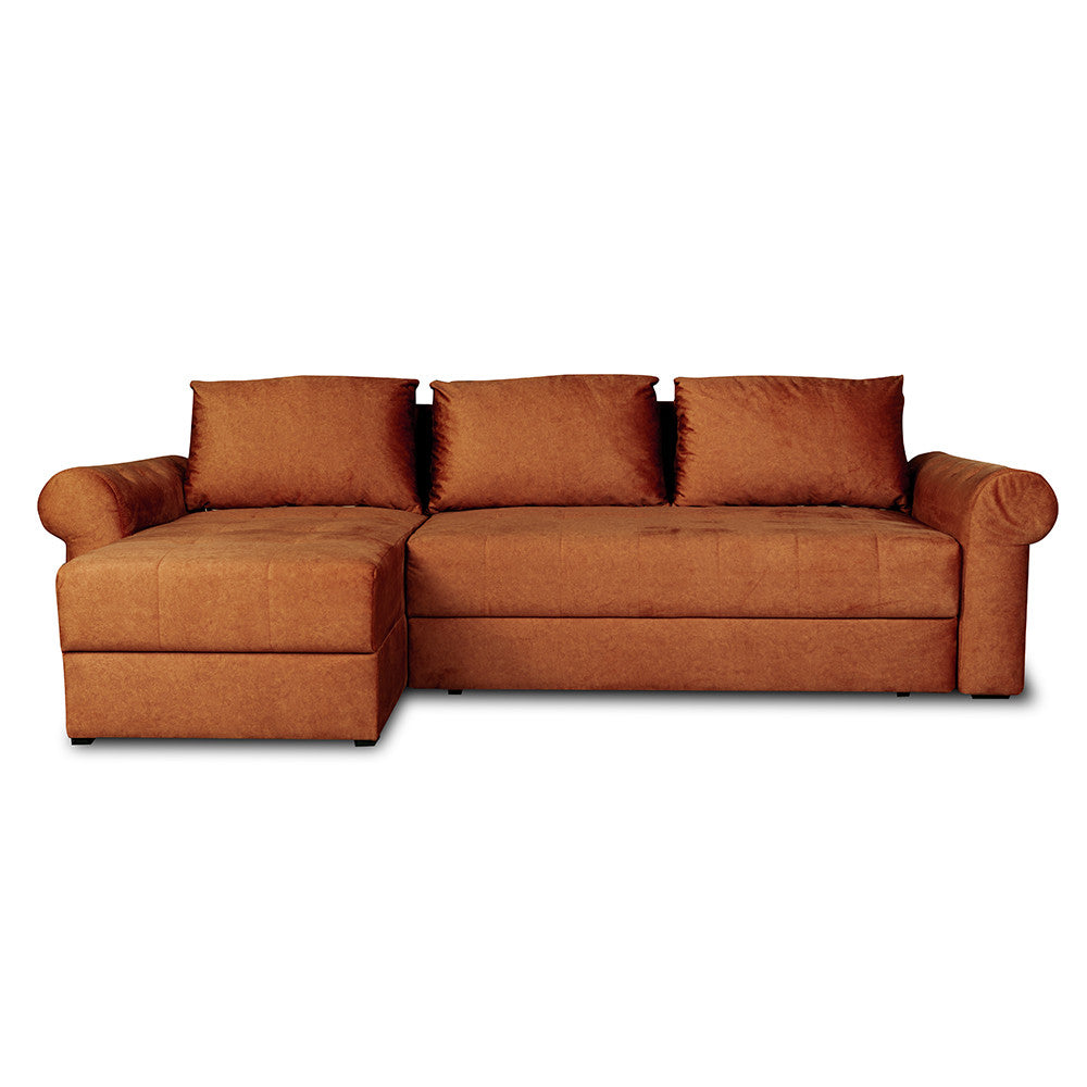 Coltar Extensibil Stanga Trendy, 5 Locuri, Lada Depozitare, Terracotta, 275 Cm