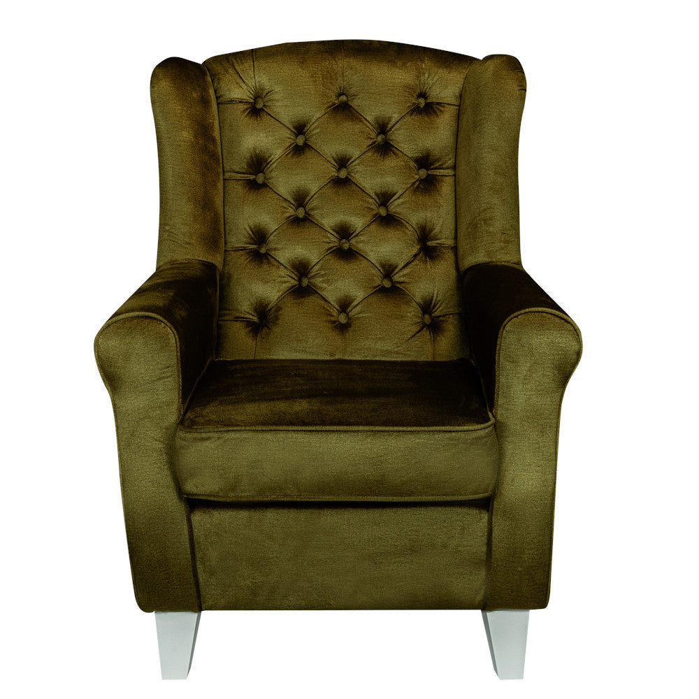 Fotoliu Chandler Capitonat, Verde Si Alb, 84 Cm