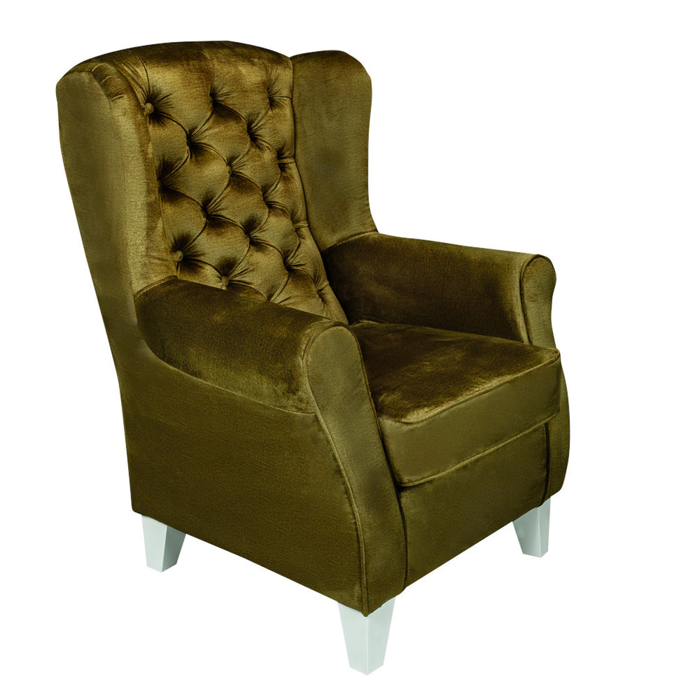 Fotoliu Chandler Capitonat, Verde Si Alb, 84 Cm