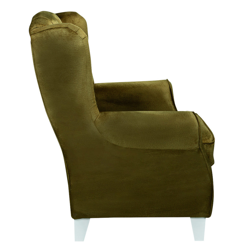 Fotoliu Chandler Capitonat, Verde Si Alb, 84 Cm