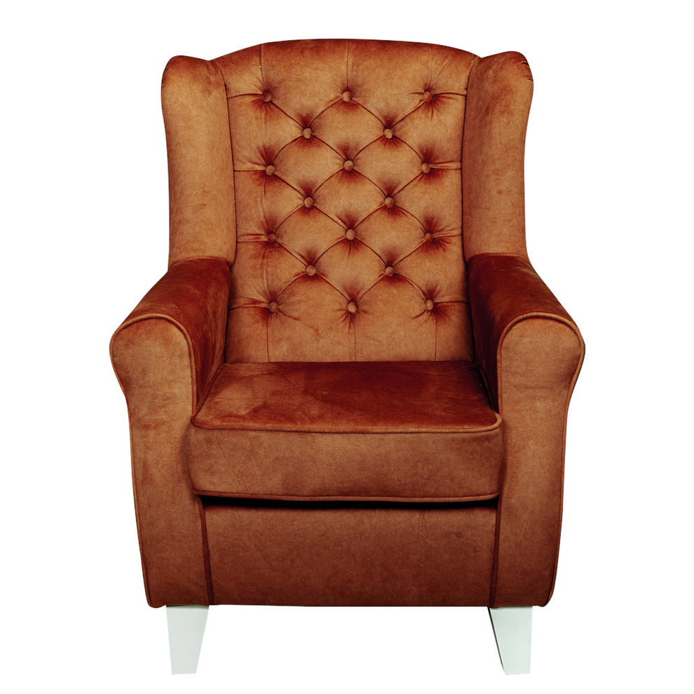 Fotoliu Chandler Capitonat, Terracotta Si Alb, 84 Cm