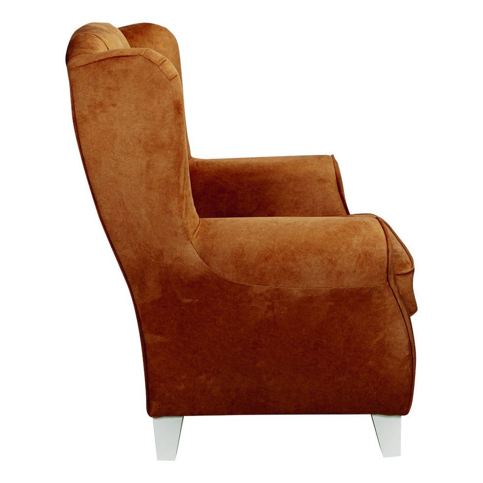 Fotoliu Chandler Capitonat, Terracotta Si Alb, 84 Cm