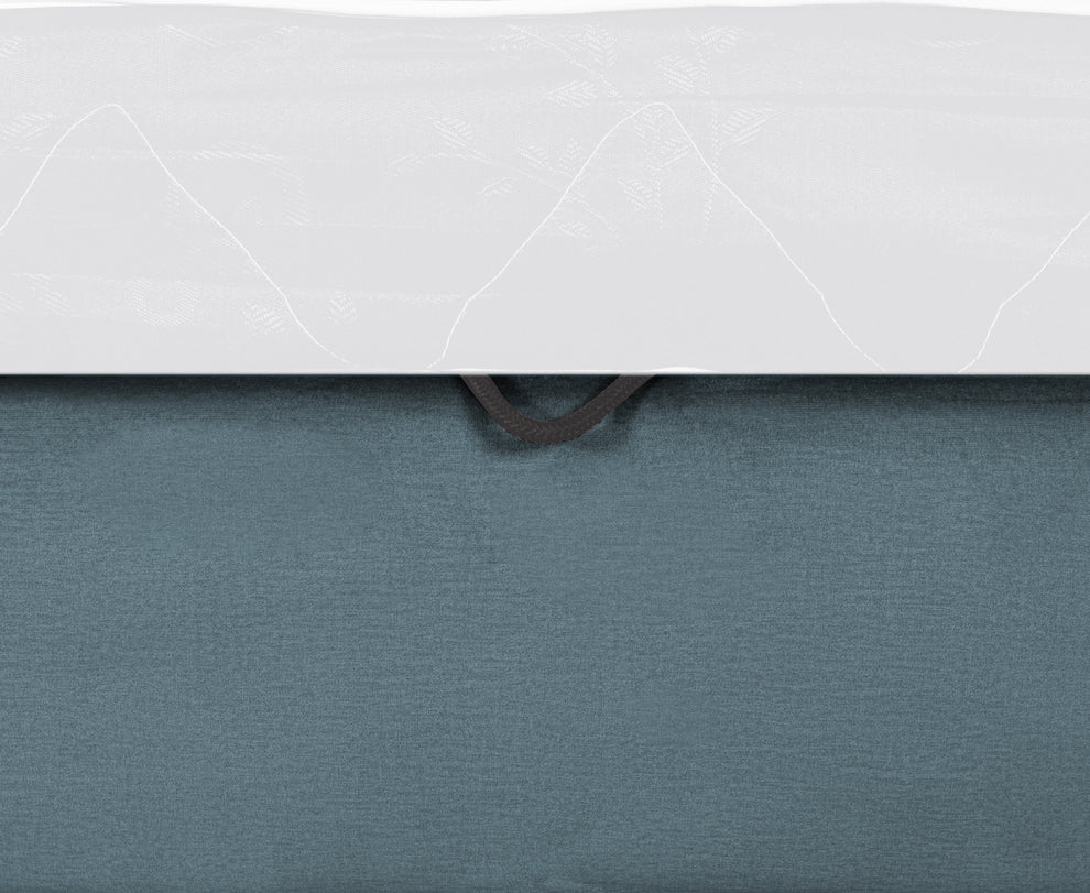 Pat Tapitat Ravel Junior, Dimensiune Saltea 90 x 200 Cm, Somiera Rabatabila Si Panou Dreapta, Albastru