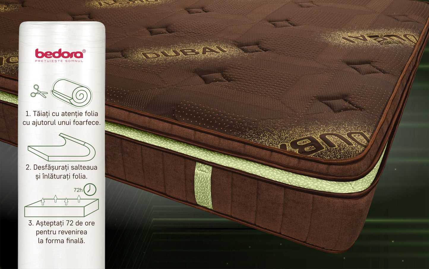 Saltea Dubai Chocolate Delux Latex Pocket, 90 x 200 x 28 Cm