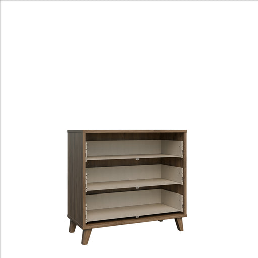 Comoda 3 Sertare Glowkiss, Stejar Valencia Si Ratan Natural, 89.8 Cm