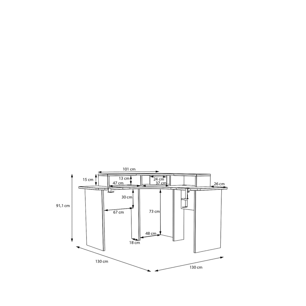 Birou Gaming Trezorio, LED RGB, Suport Casti Si Suport Bauturi, 130 Cm