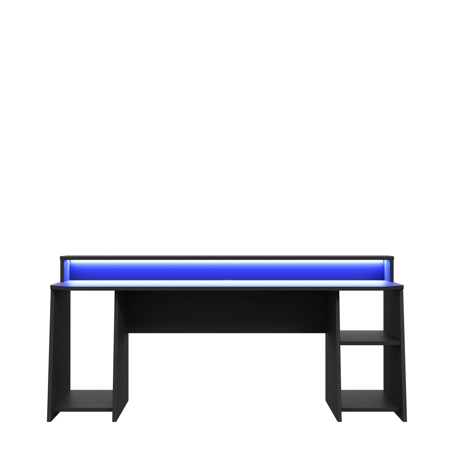 Birou Gaming Trezorio, Raft, LED-uri RGB, Suport Casti Si Suport Bauturi, 200 Cm