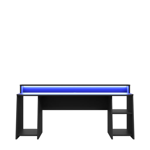Birou Gaming Trezorio, Raft, LED-uri RGB, Suport Casti Si Suport Bauturi, 200 Cm