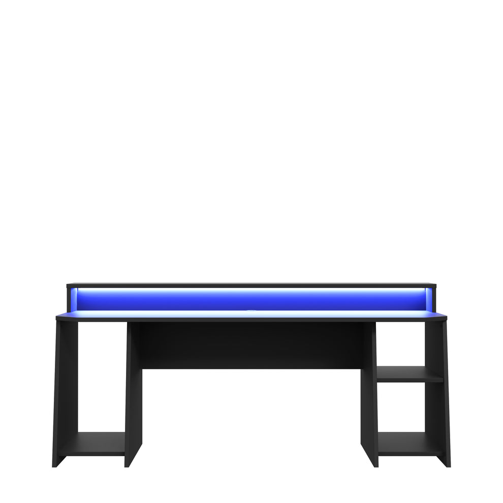 Birou Gaming Trezorio, Raft, LED-uri RGB, Suport Casti Si Suport Bauturi, 200 Cm