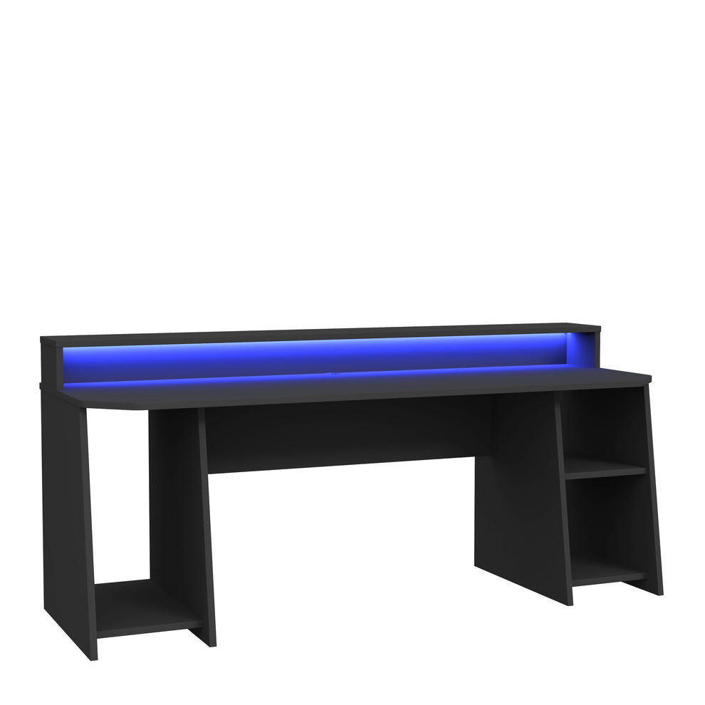 Birou Gaming Trezorio, Raft, LED-uri RGB, Suport Casti Si Suport Bauturi, 200 Cm