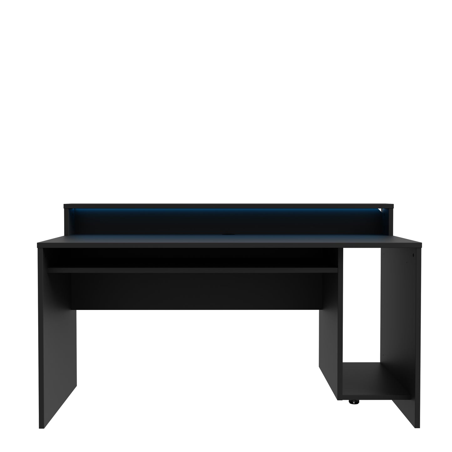 Birou Gaming Trezorio, LED-uri RGB, Negru Mat, 160 Cm