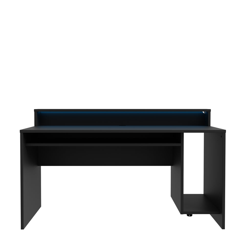 Birou Gaming Trezorio, LED-uri RGB, Negru Mat, 160 Cm