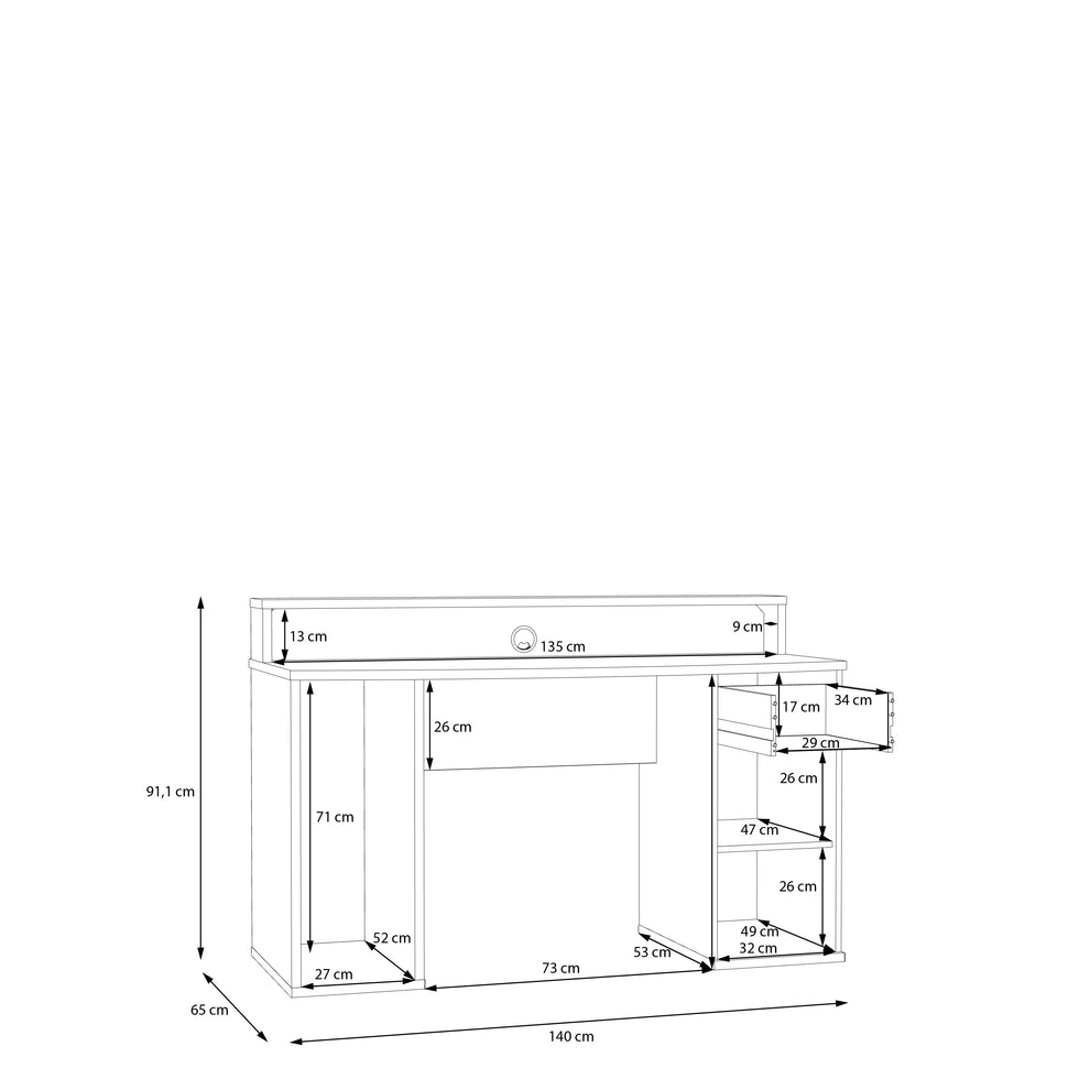 Birou Gaming Trezorio, LED-uri RGB, Negru Mat 140 Cm