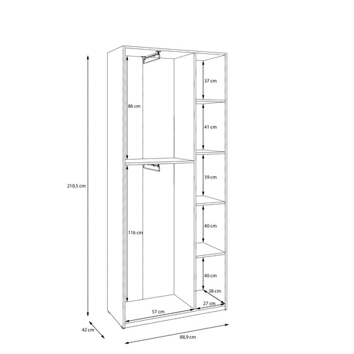 Dulap 2 Usi  Harmony Alb, 88.9 Cm